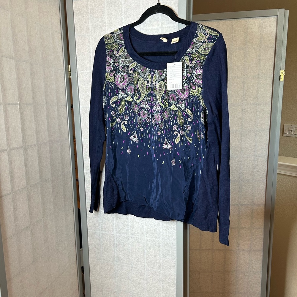 NWT Anthropologie Moth mixed media sweater